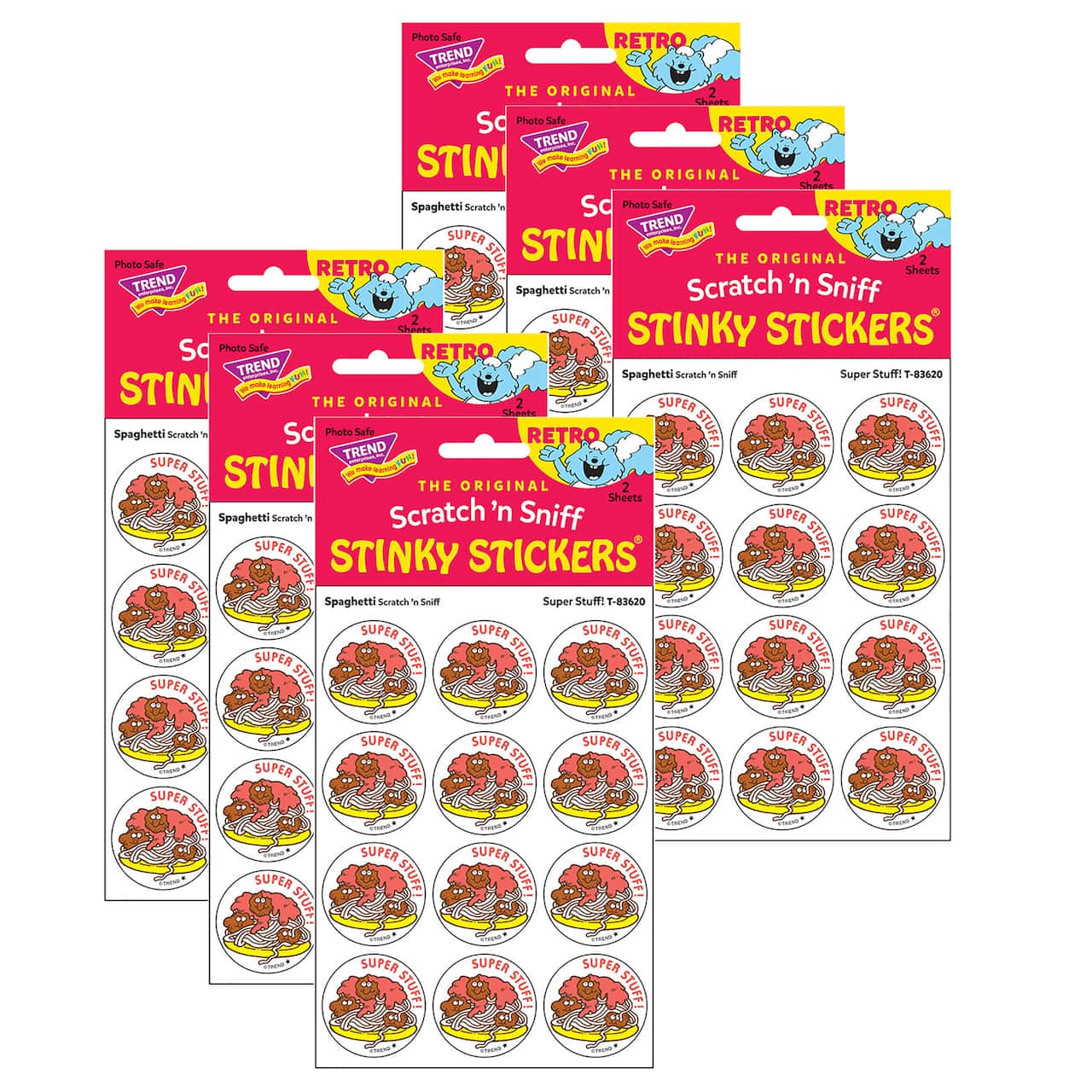 TREND Enterprises&#xAE; Super Stuff! Spaghetti Scented Stickers, 6 Packs of 24